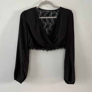 Lace Back Cropped Blouse